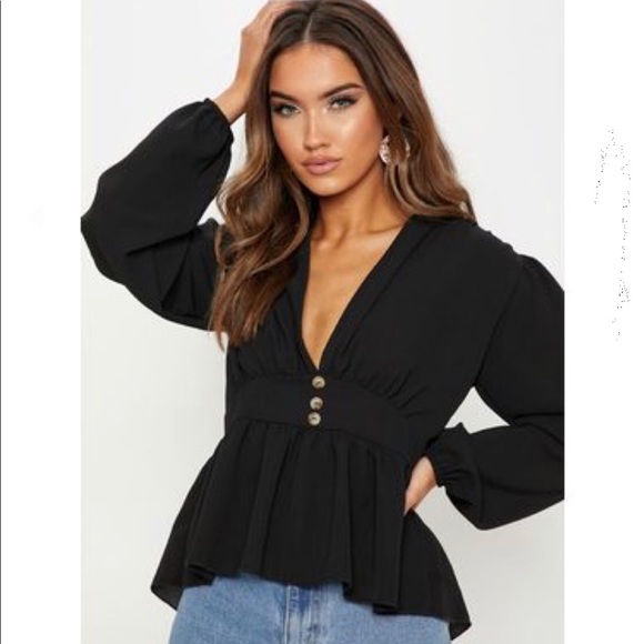 PrettyLittleThing Tops - PrettyLittleThing Blouse Open front bottom down 12